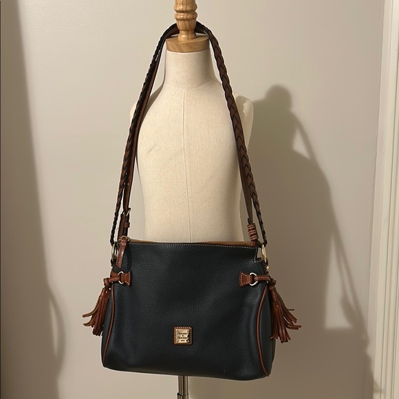 Dooney & Bourke Navy Pebbled Leather Shoulder Bag and Card Case - Picture 2 of 14